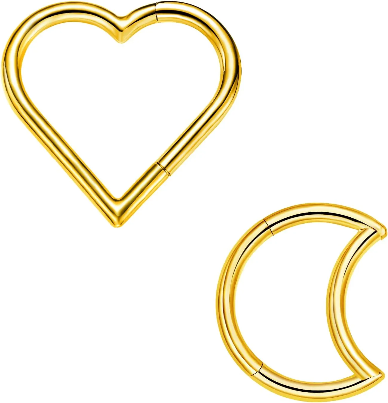 2 Pcs Heart Daith Piercing Jewelry, Hypoallergenic Clicker Hoop, 16G Rook Cartilage Helix Earrings