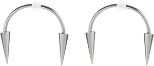 2 Pcs Smile Piercing Jewelry for Mouth, Vampire Fangs Piercing, Spike Face Piercing Jewelry, Tiger Teeth Lip Nail Halloween Jewelry -2pcs Teeth Ring