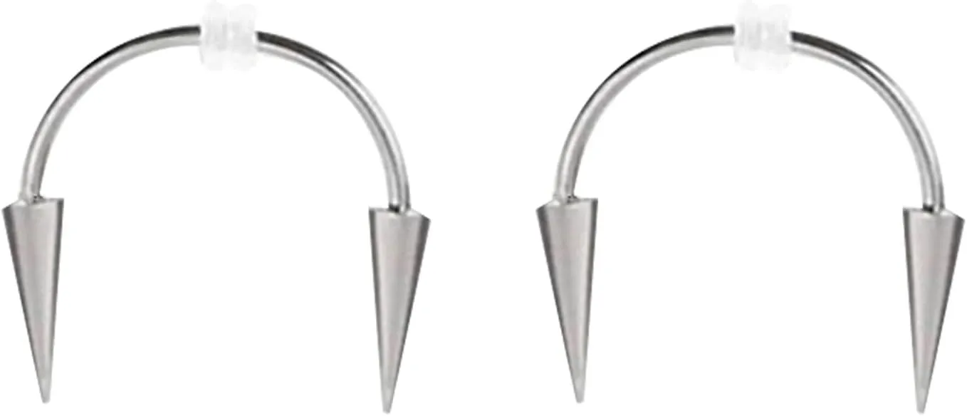 2 Pcs Smile Piercing Jewelry for Mouth, Vampire Fangs Piercing, Spike Face Piercing Jewelry, Tiger Teeth Lip Nail Halloween Jewelry -2pcs Teeth Ring