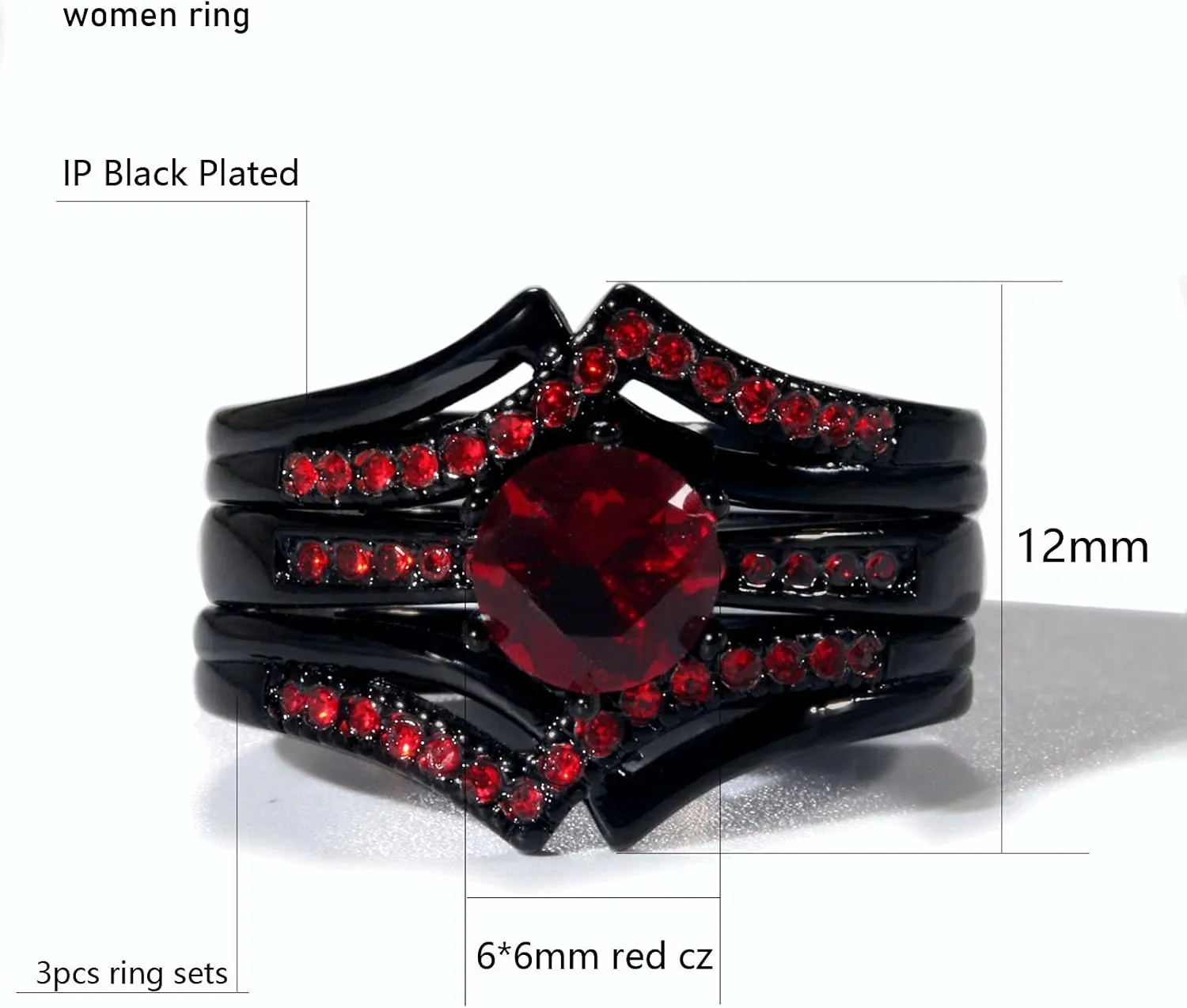 2 Rings Couple Rings Bridal Sets Black Cz Womens Wedding Ring Sets Titanium Steel Man Wedding Bands