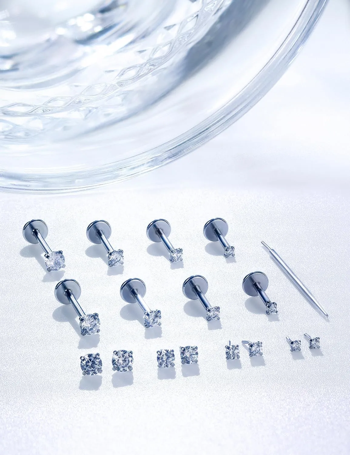 20G 18G 16G Threadless Push in Nose Rings Flat Back Earrings Stud Surgical Steel Lip Ring Tragus Cartilage Conch Helix Earrings Medusa Labret Snake Bites Piercing Jewelry for Women Men