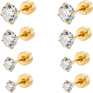 20G G23 Titanium Ear Stud Piercing Barbell Studs Earrings Round Cubic Zirconia Inlaid Cartilage Earringz