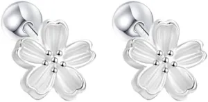 20G Tiny Flower Cartilage Stud Earrings 925 Sterling Silver Blossom Tragus Ball Screw Back Small Studs Earring Hypoallergenic Sleeper Minimalist Jewelry Gifts for Women Daughter