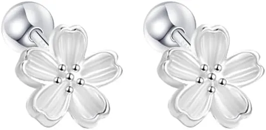 20G Tiny Flower Cartilage Stud Earrings 925 Sterling Silver Blossom Tragus Ball Screw Back Small Studs Earring Hypoallergenic Sleeper Minimalist Jewelry Gifts for Women Daughter