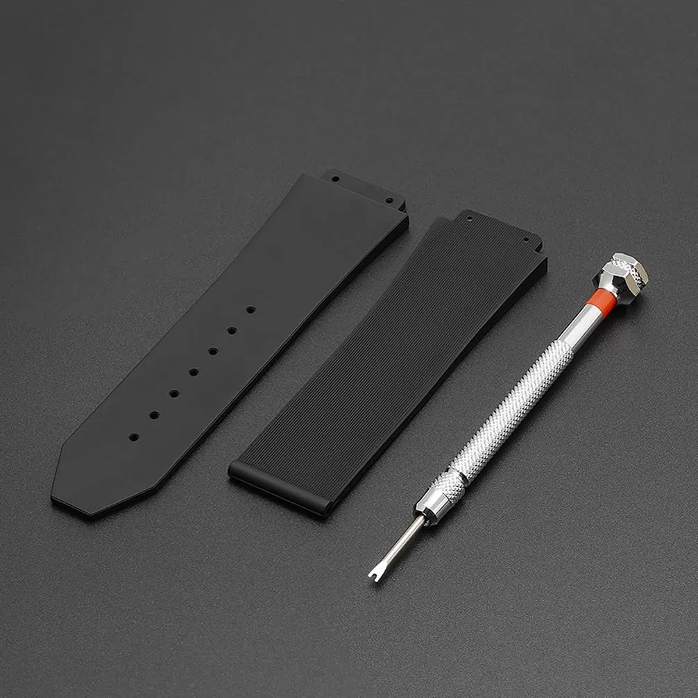 25mm Watch Band Compatible with Hublot Big Bang, Soft Silicone Rubber Replacement Wrist Strap for Hublot Big Bang Watch Straps