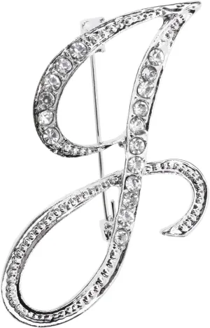 26 Letter Brooch Pins Small Silver Metal Rhinestone Crystal Initial A~Z Alphabet Brooch Lapel Pins for Men Women Girls Boys Birthday Christmas Wedding Gift