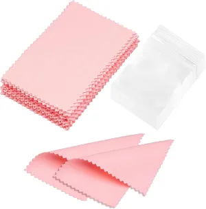 28 Pcs Silver Polishing Cloth for Sterling Silver Jewelry, Pink Cleaner Cloth for Rings, Includes 40 Pcs Small Jewelry Bags, Gift for Men and Women