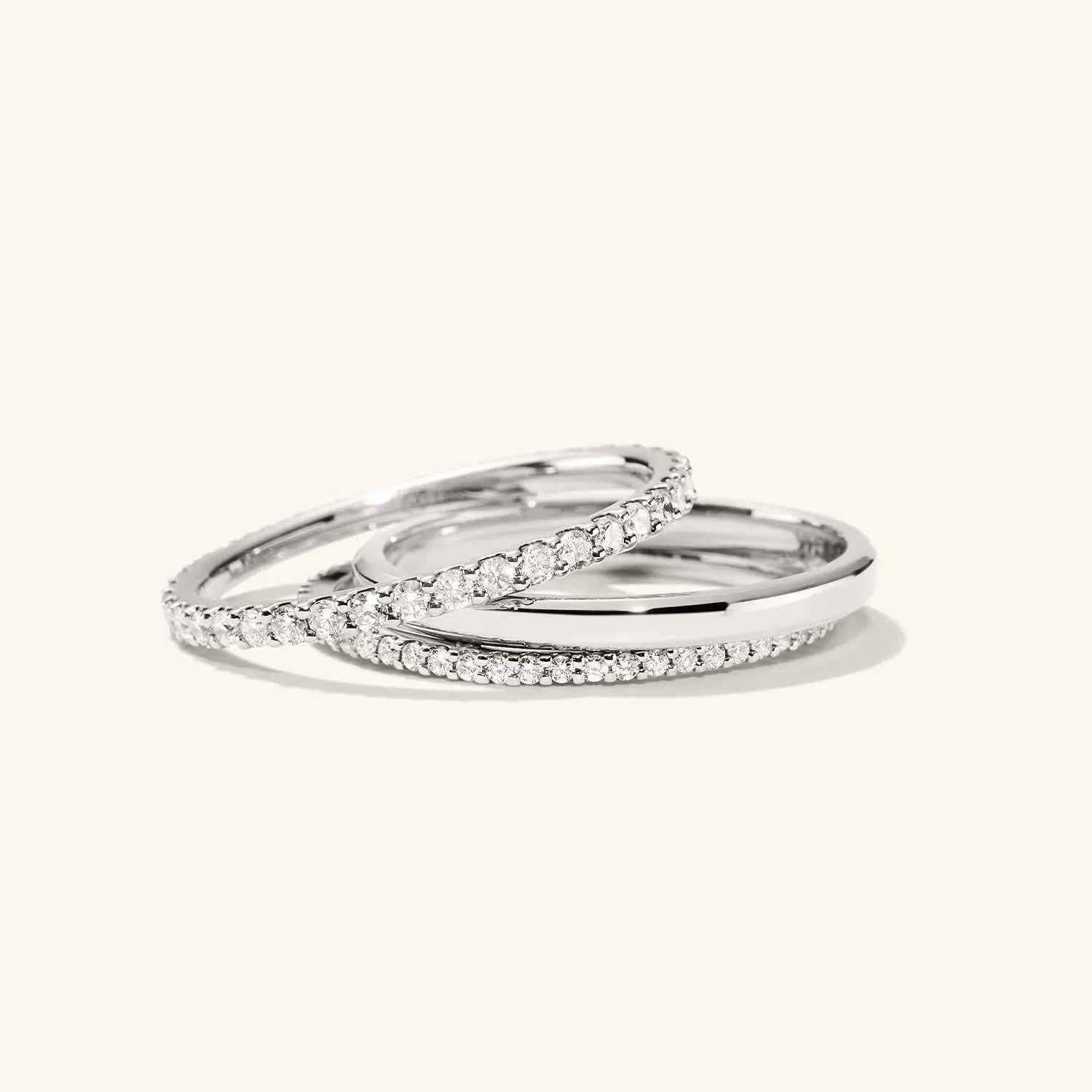 2mm 925 Sterling Silver Rings Gold Engagement Wedding Band Eternity Cubic Zirconia Simulated Diamond Stackable Ring for Women