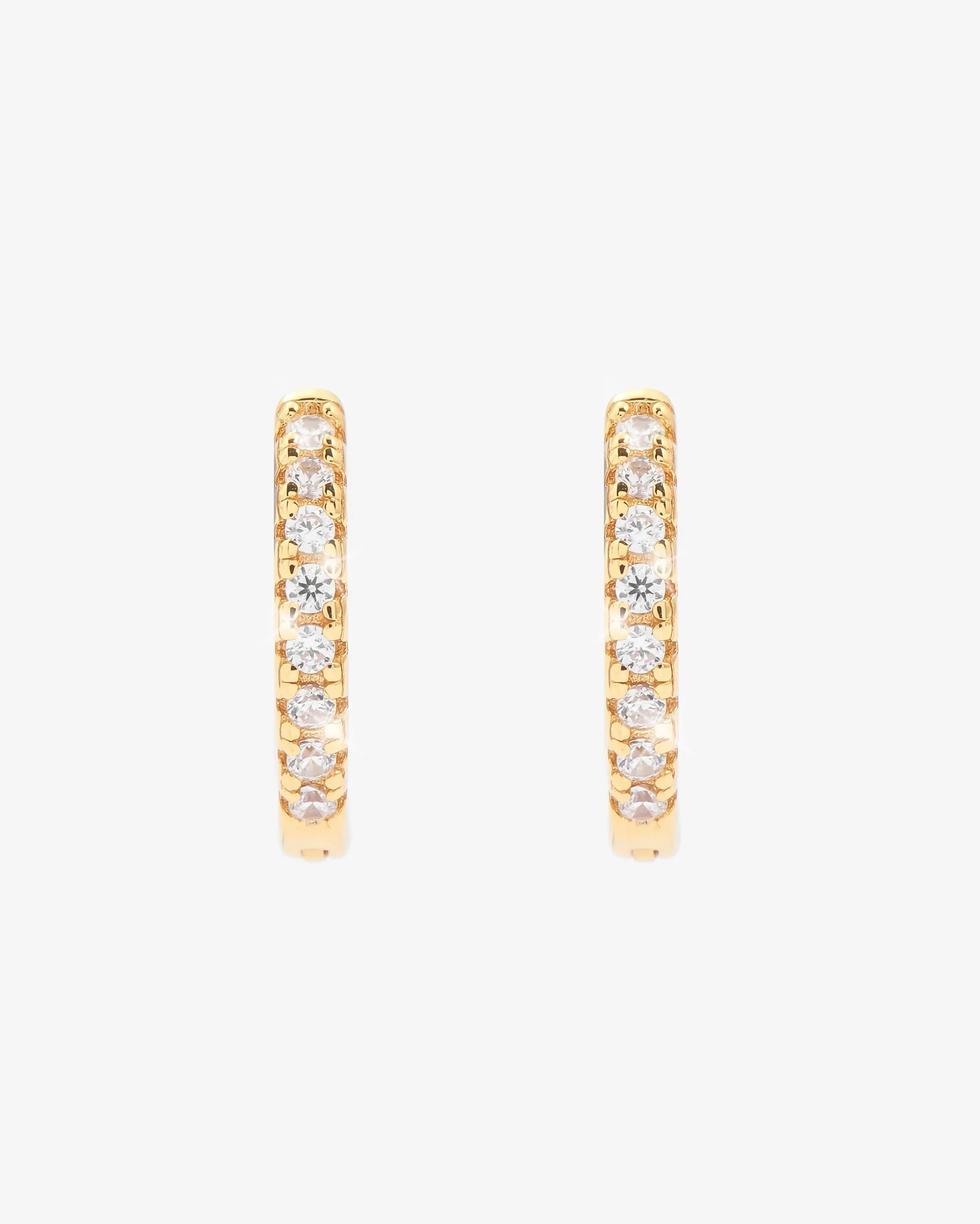 2mm Iced Hoop Earrings - Gold