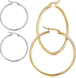 2pairs Exaggerated Circle Hoop Earrings for Women Stylish Statement Jewelry for Parties Casual Outings Everyday Wear