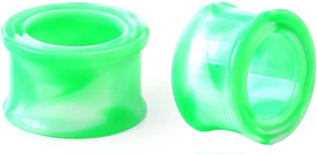 2PCS Acrylic Ear Tunnels and Plugs with Beautiful Pattern Expander Stretcher Piercing Jewelry