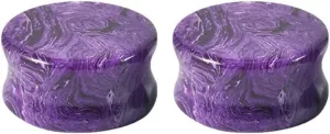 2PCS Ear Tunnels and Plugs Unique Pattern Stone Tunnel Ear Stretching Plug Gauge Body Piercing Jewelry