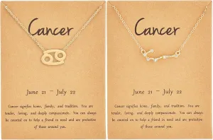 2Pcs Gold Zodiac Necklace Set 12 Constellation Moon Pendant Necklace Zodiac Jewelry Gifts
