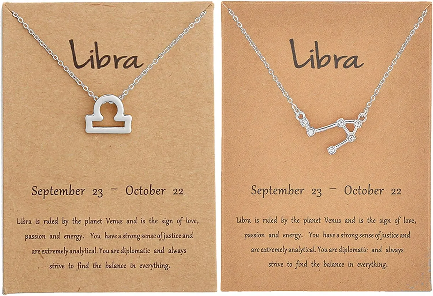 2Pcs Silver Zodiac Necklace for Women 12 Constellation Sign Necklace CZ Astrology Zodiac Star Necklace Birthday Gifts with Message Card Christmas Gifts 2023