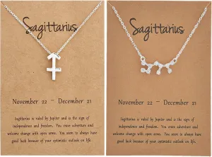 2Pcs Silver Zodiac Necklace for Women 12 Constellation Sign Necklace CZ Astrology Zodiac Star Necklace Birthday Gifts with Message Card Christmas Gifts 2023
