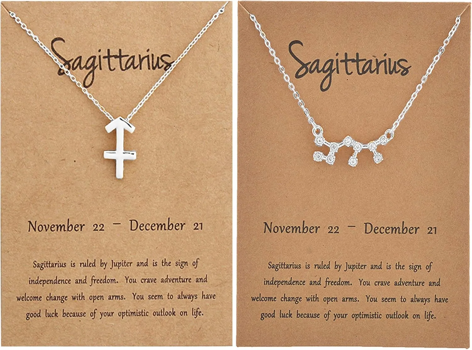 2Pcs Silver Zodiac Necklace for Women 12 Constellation Sign Necklace CZ Astrology Zodiac Star Necklace Birthday Gifts with Message Card Christmas Gifts 2023