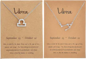 2Pcs Silver Zodiac Necklace for Women 12 Constellation Sign Necklace CZ Astrology Zodiac Star Necklace Birthday Gifts with Message Card Christmas Gifts 2023
