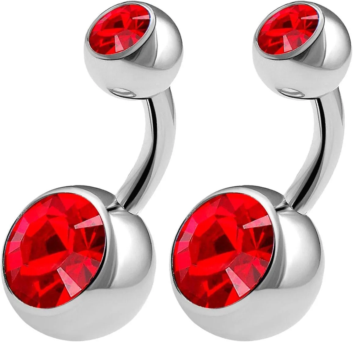 2PCS Surgical Steel Shallow Belly Rings 14 Gauge 1/4 6mm Crystall Ball non dangle navel bars Piercing Jewelry See More Colors