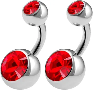 2PCS Surgical Steel Shallow Belly Rings 14 Gauge 1/4 6mm Crystall Ball non dangle navel bars Piercing Jewelry See More Colors