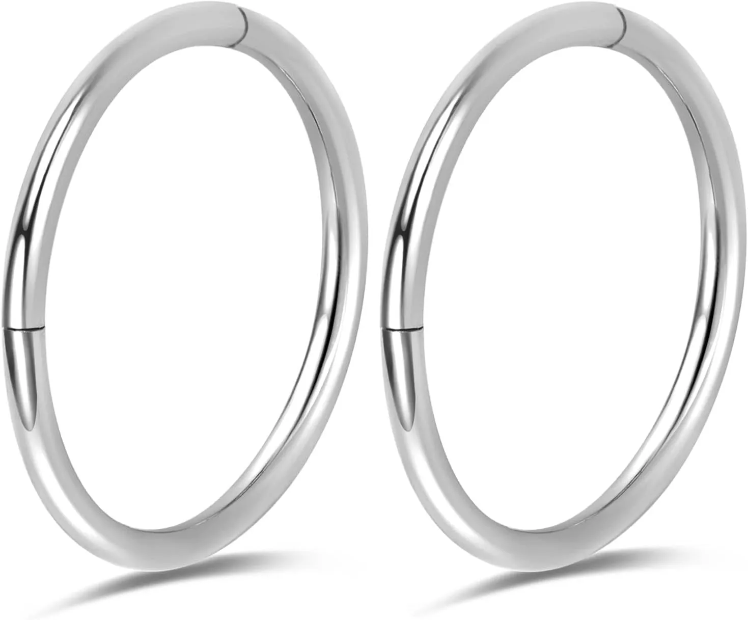 2Pcs Titanium Nose Rings 20G 18G 16G Nose Rings Hoops Septum Clicker Hinged Segment Ring Cartilage Helix Tragus Conch Daith Rook Nostril Hoop Piercing Earring, Diameter 5mm to 12mm Silver-Gold-Rose Gold-Black