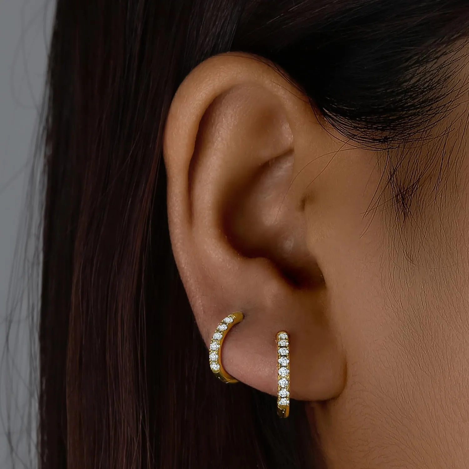 316L Surgical Steel Huggie Hoop Earrings,Dainty Pave Cubic Zirconia Cartilage Tiny Earring for Sensitive Ears Hypoallergenic Lightweight for Women Men