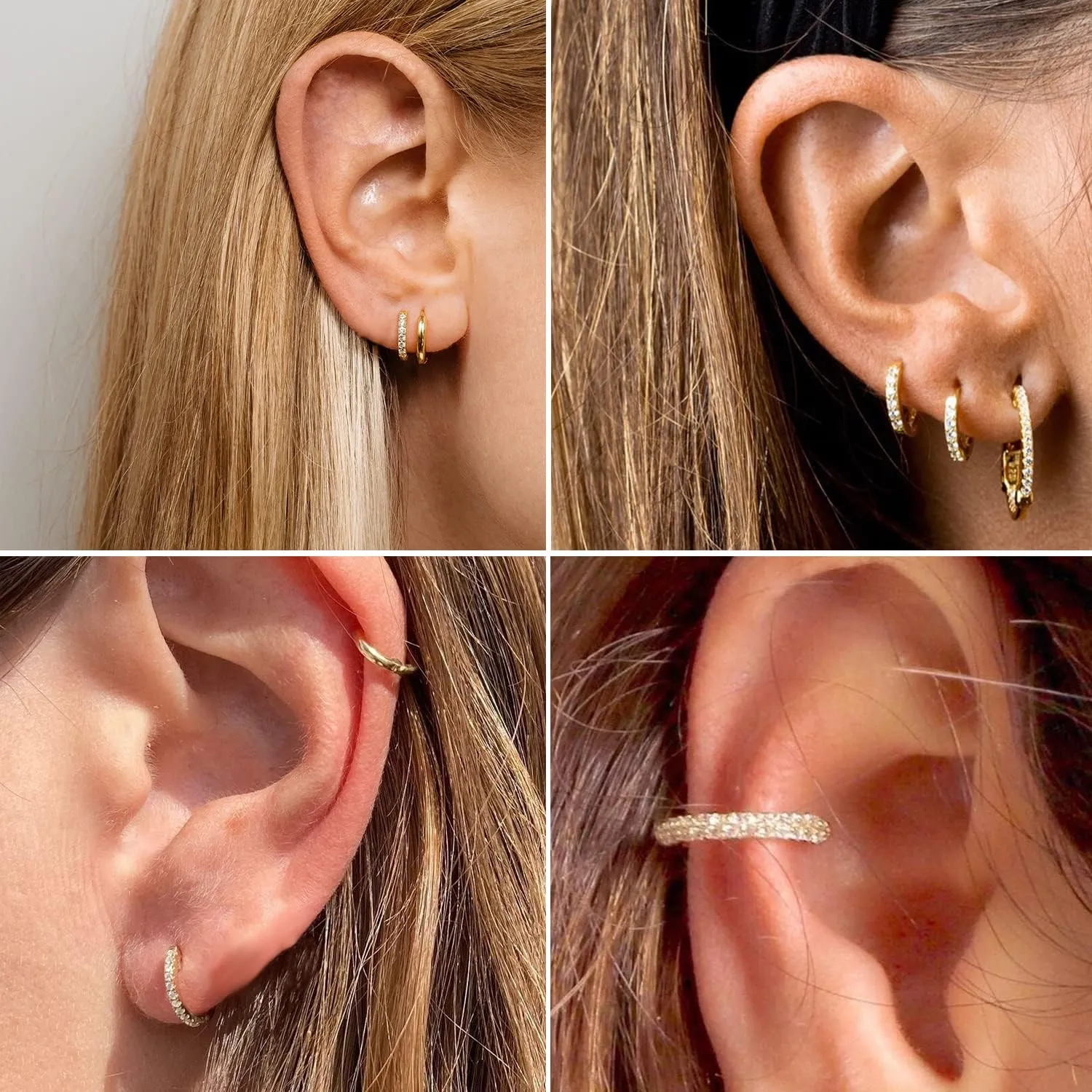 316L Surgical Steel Huggie Hoop Earrings,Dainty Pave Cubic Zirconia Cartilage Tiny Earring for Sensitive Ears Hypoallergenic Lightweight for Women Men