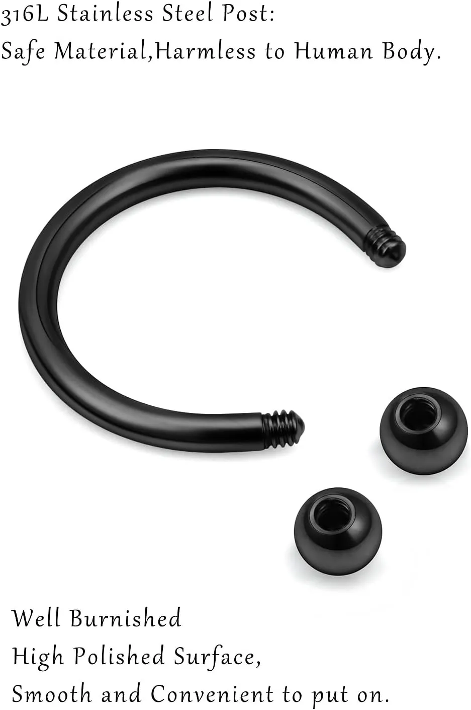 32PCS 16G Lip Rings Surgical Steel Snake Bite Jewelry Labret Jewelry Monroe Lip Barbell Ring Daith Tragus Helix Piercing Jewelry for Women Men 6mm/8mm/10mm/12mm