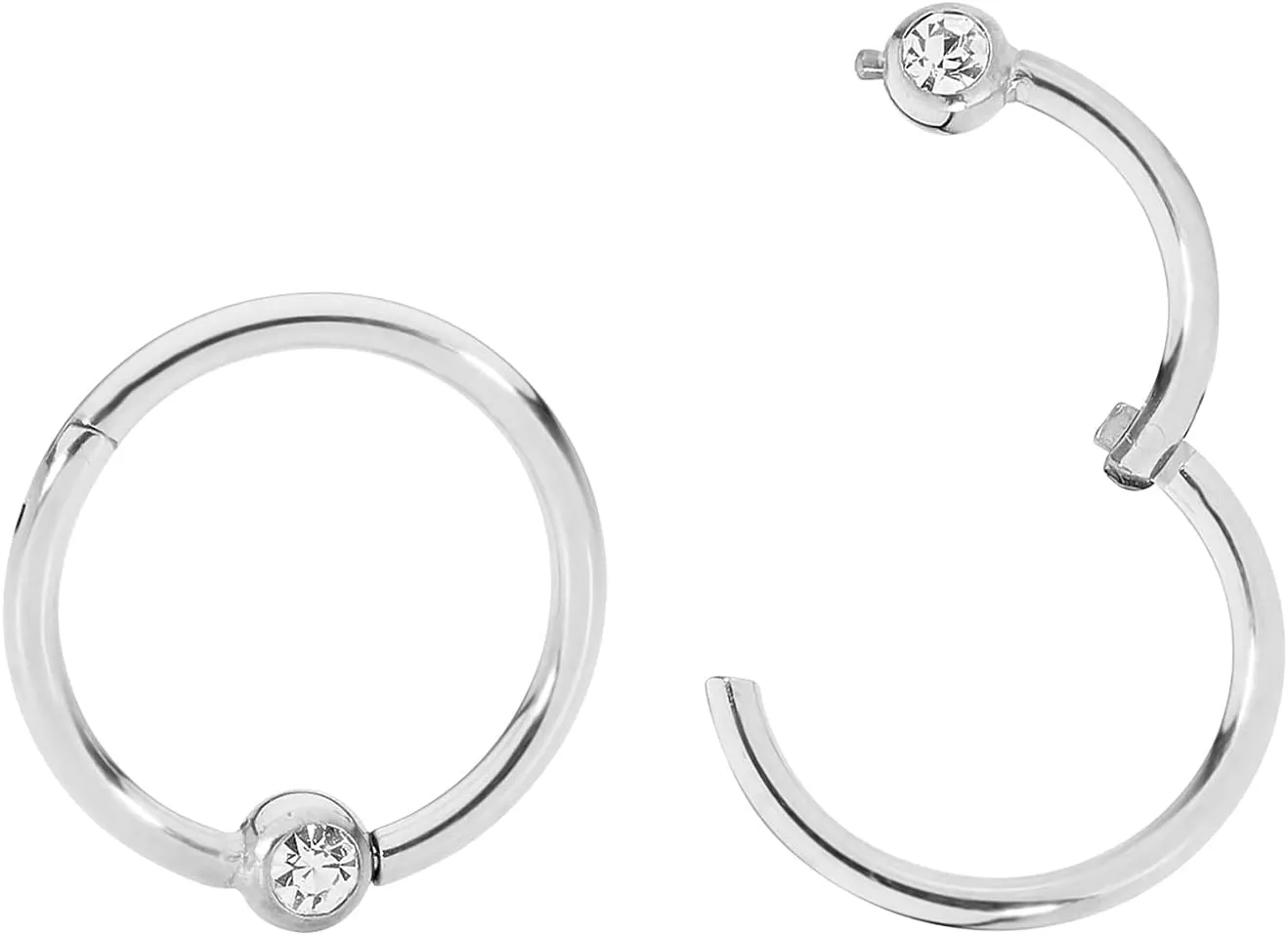 365 Sleepers 316L Surgical Steel Hypoallergenic 18G Gem BCR Ball Closure Septum Jewelry Hinged Segment Ring Body Piercing Hoop Lip Rings Helix Cartilage Rook Sleeper Earrings 6mm  10mm