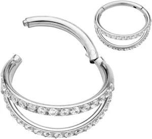 365 Sleepers Titanium Implant Grade 16G Double Gem Septum Jewelry Hinged Segment Ring Body Piercing Hoop Lip Rings Helix Cartilage Rook Sleeper Earrings 8mm  12mm