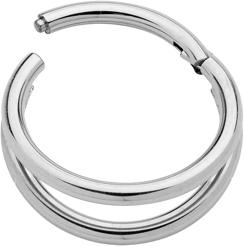 365 Sleepers Titanium Implant Grade 16G Double Septum Jewelry Hinged Segment Ring Body Piercing Hoop Lip Rings Helix Cartilage Rook Sleeper Earrings 8mm  12mm