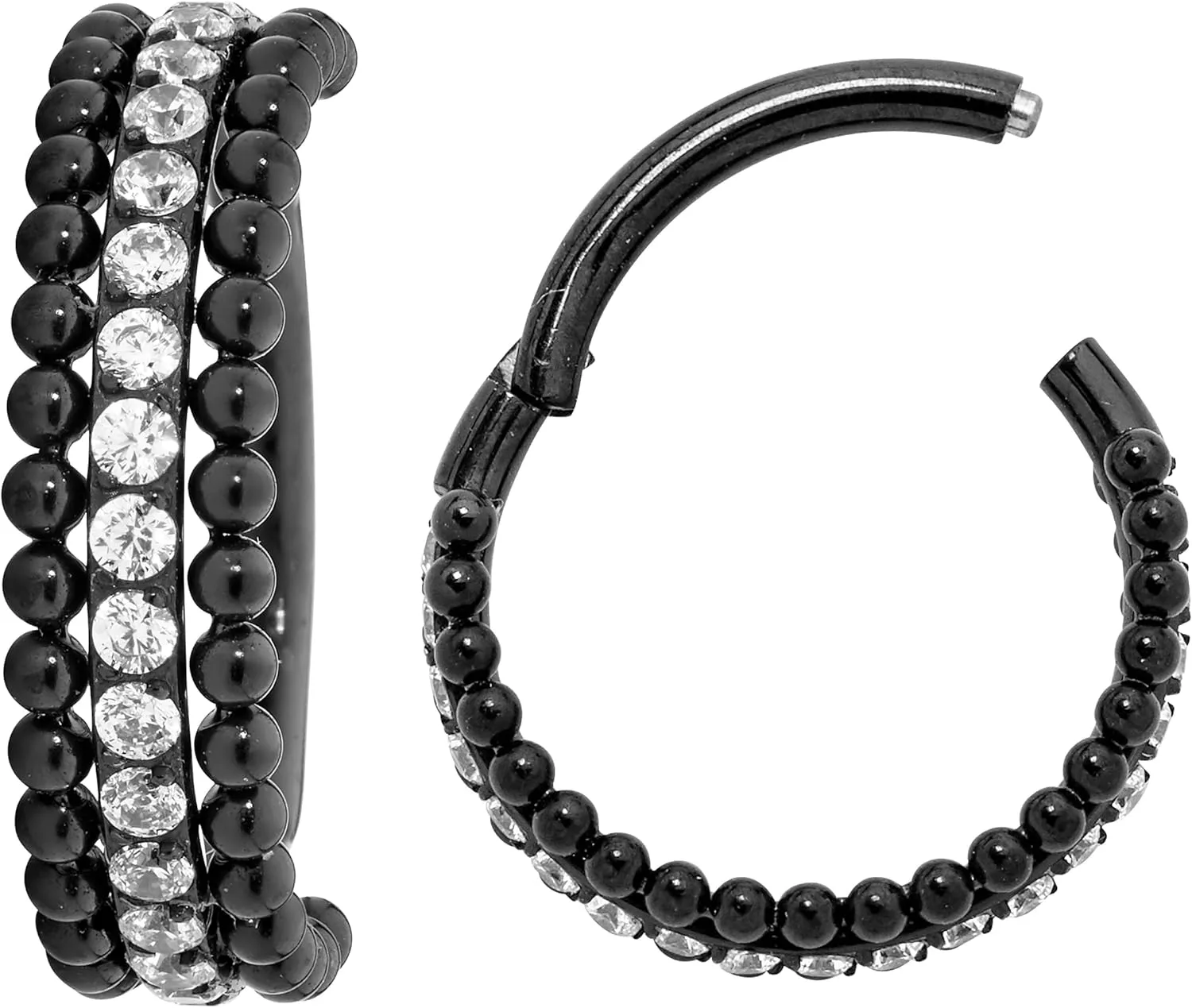 365 Sleepers Titanium Implant Grade 16G Triple Row Gem Septum Jewelry Hinged Segment Ring Body Piercing Hoop Lip Rings Helix Cartilage Rook Sleeper Earrings 8mm  10mm