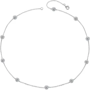 3CT Moissanite Necklace for Women, 925 Sterling Silver Station Necklace, Choker Chain Necklace Bezel Set, Dainty Fine Jewelry Gifts