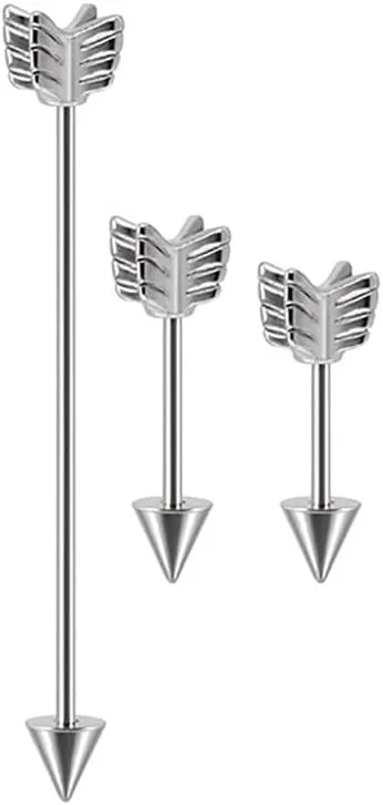 3Pcs 16G Arrow Industrial Piercing Jewelry for Women Men 316L Stainless Steel Industrial Barbell Earrings Cartilage Helix Conch Industrial Bar Simple Cartilage Earrings Body Piercing Jewelry
