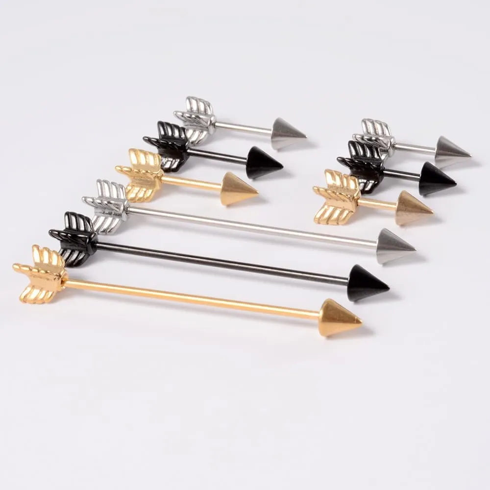 3Pcs 16G Arrow Industrial Piercing Jewelry for Women Men 316L Stainless Steel Industrial Barbell Earrings Cartilage Helix Conch Industrial Bar Simple Cartilage Earrings Body Piercing Jewelry