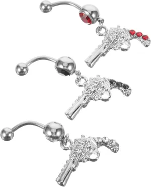 3pcs Belly Button Piercing Ring Belly Button Ring Rhinestone Belly Ring Navel Button Rings Belly Rings Dangling Belly Ring Piercing Body Jewelry Women Belly Ring Belly Piercings