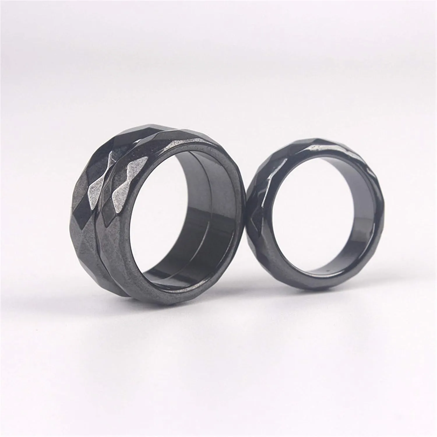 3Pcs Black Hematite Stone Ring Absorb Negative Energy Anxiety Balance Chakra Ring for Women Men Lover Friend Friendship Unisex Jewelry Gift