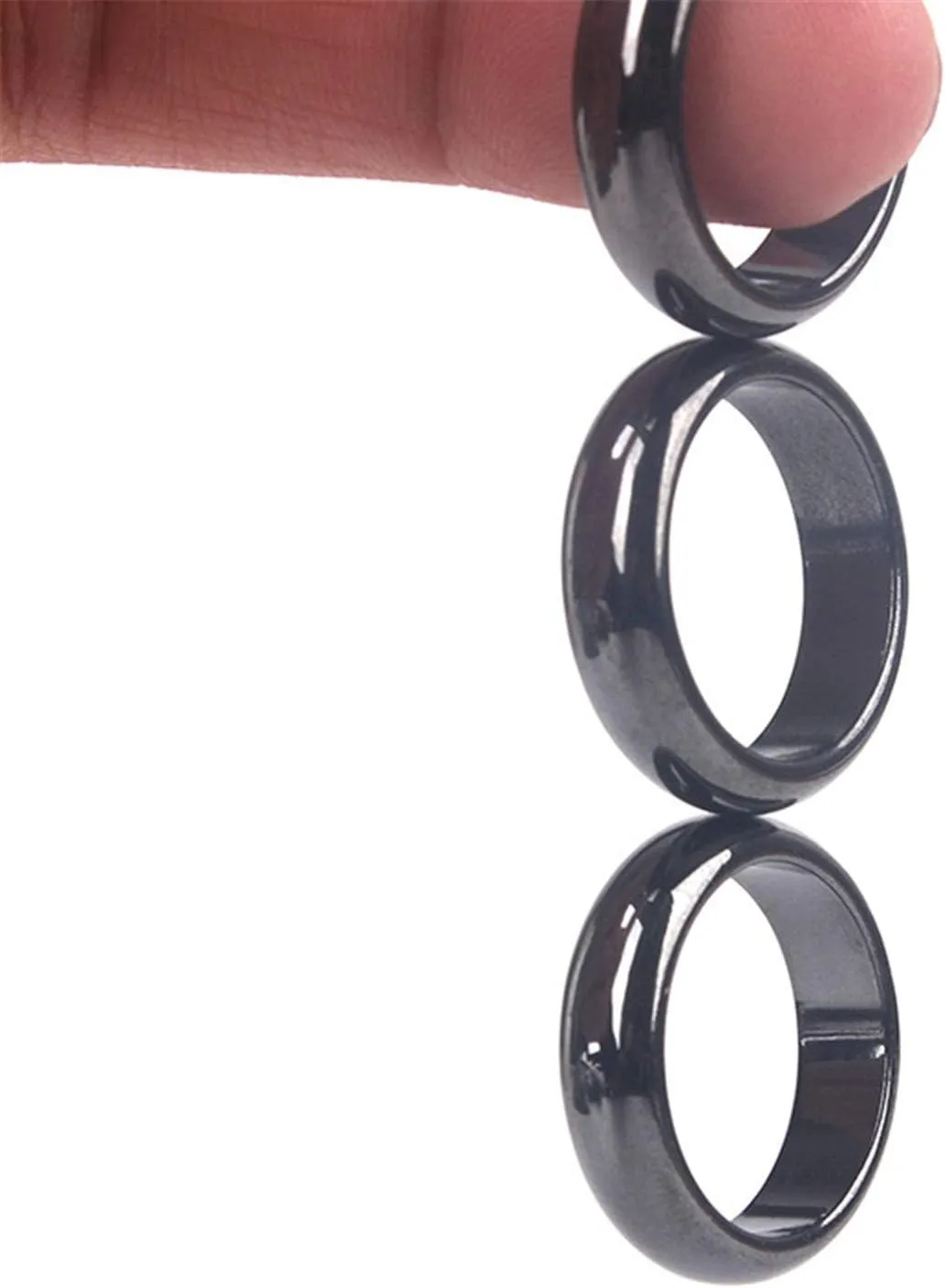 3Pcs Black Hematite Stone Ring Absorb Negative Energy Anxiety Balance Chakra Ring for Women Men Lover Friend Friendship Unisex Jewelry Gift