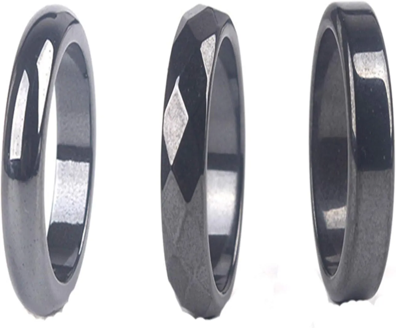 3Pcs Black Hematite Stone Ring Absorb Negative Energy Anxiety Balance Chakra Ring for Women Men Lover Friend Friendship Unisex Jewelry Gift