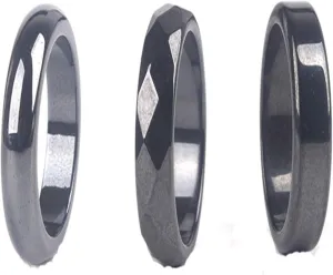 3Pcs Black Hematite Stone Ring Absorb Negative Energy Anxiety Balance Chakra Ring for Women Men Lover Friend Friendship Unisex Jewelry Gift