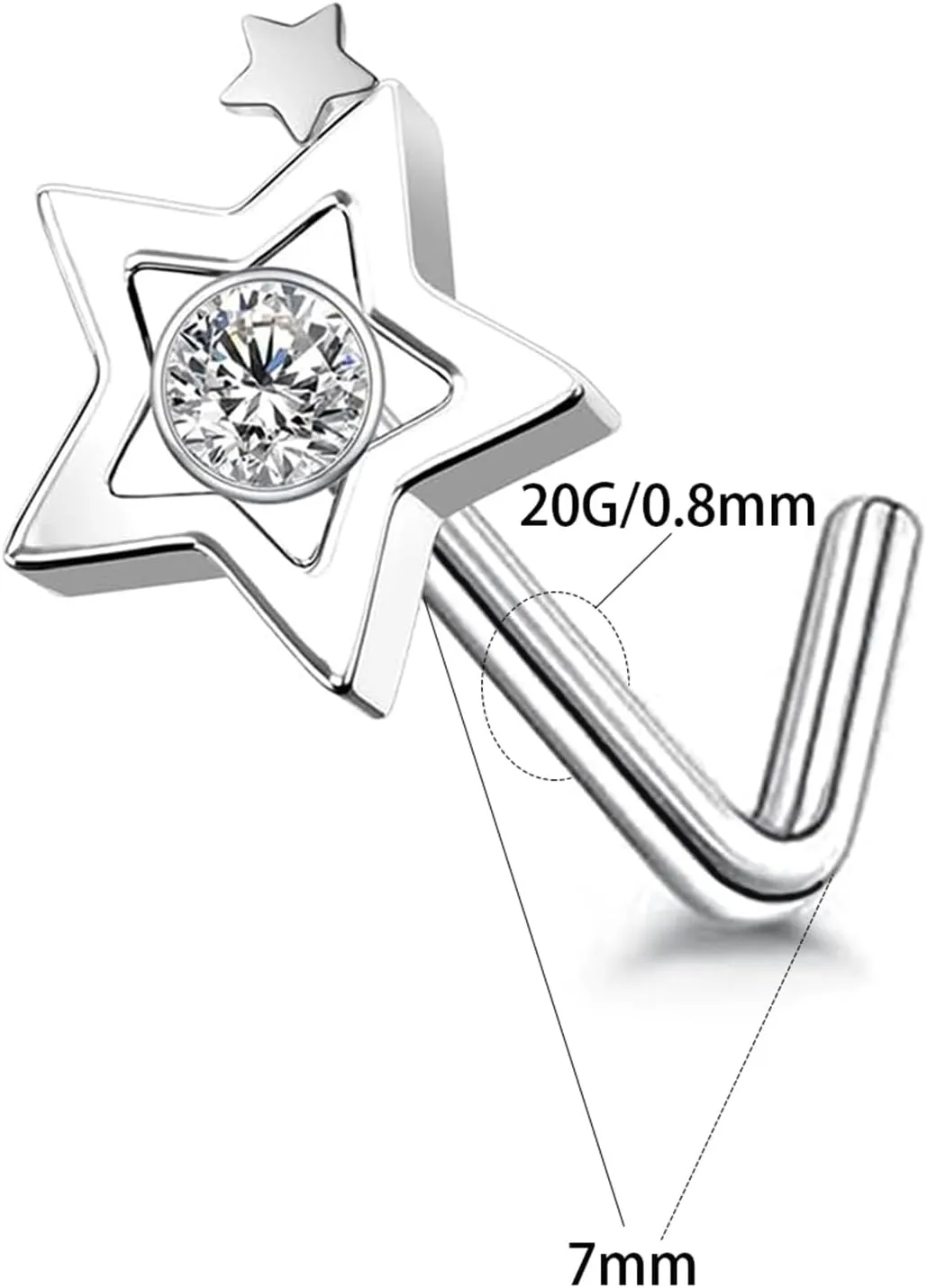 3PCS Nose Ring Studs 316L Nose Rings Stud L Shape Nose Rings Nose Studs Piercing Jewelry for Women Men