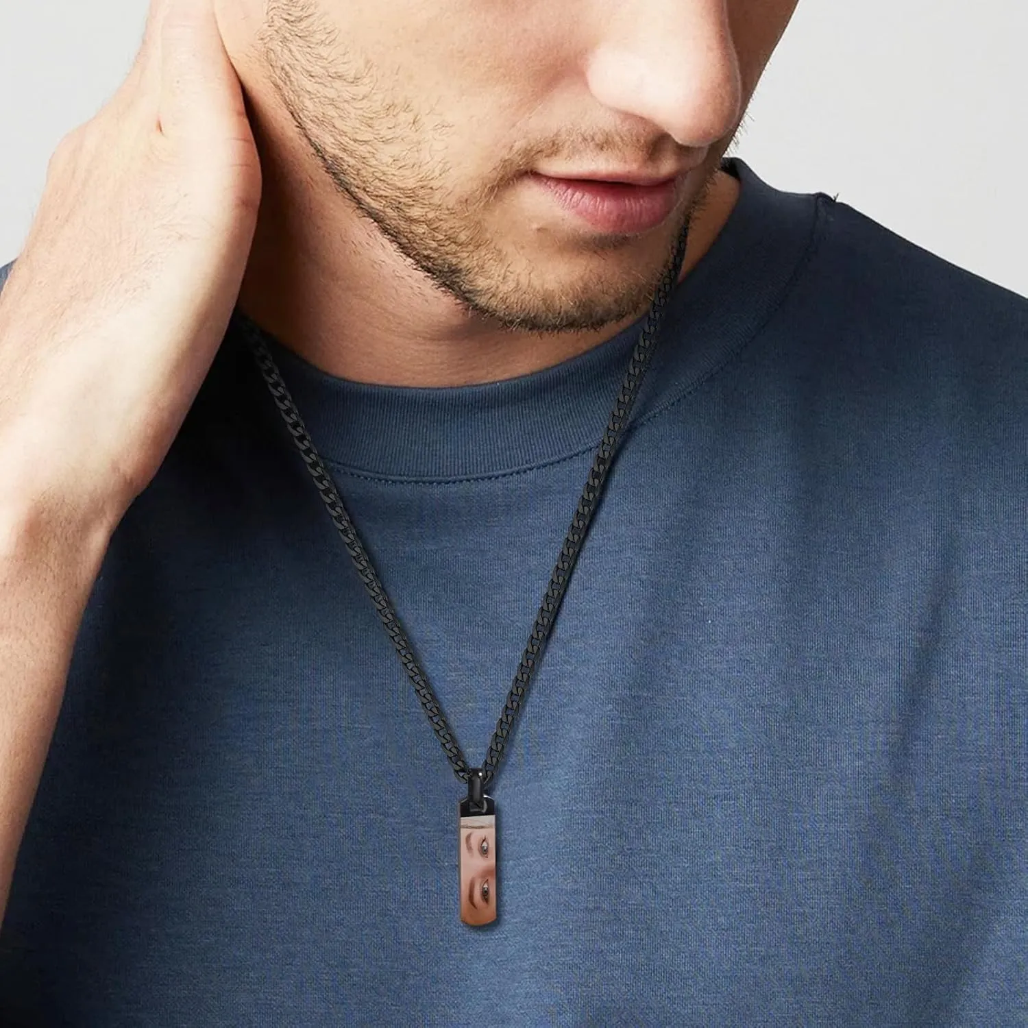 3UMeter Custom Eyes Necklace for Men Women Personalized Picture Pendant with Eye Photo Engraving Eyes Chain for Couples Unique Jewelry Gifts for Him Her