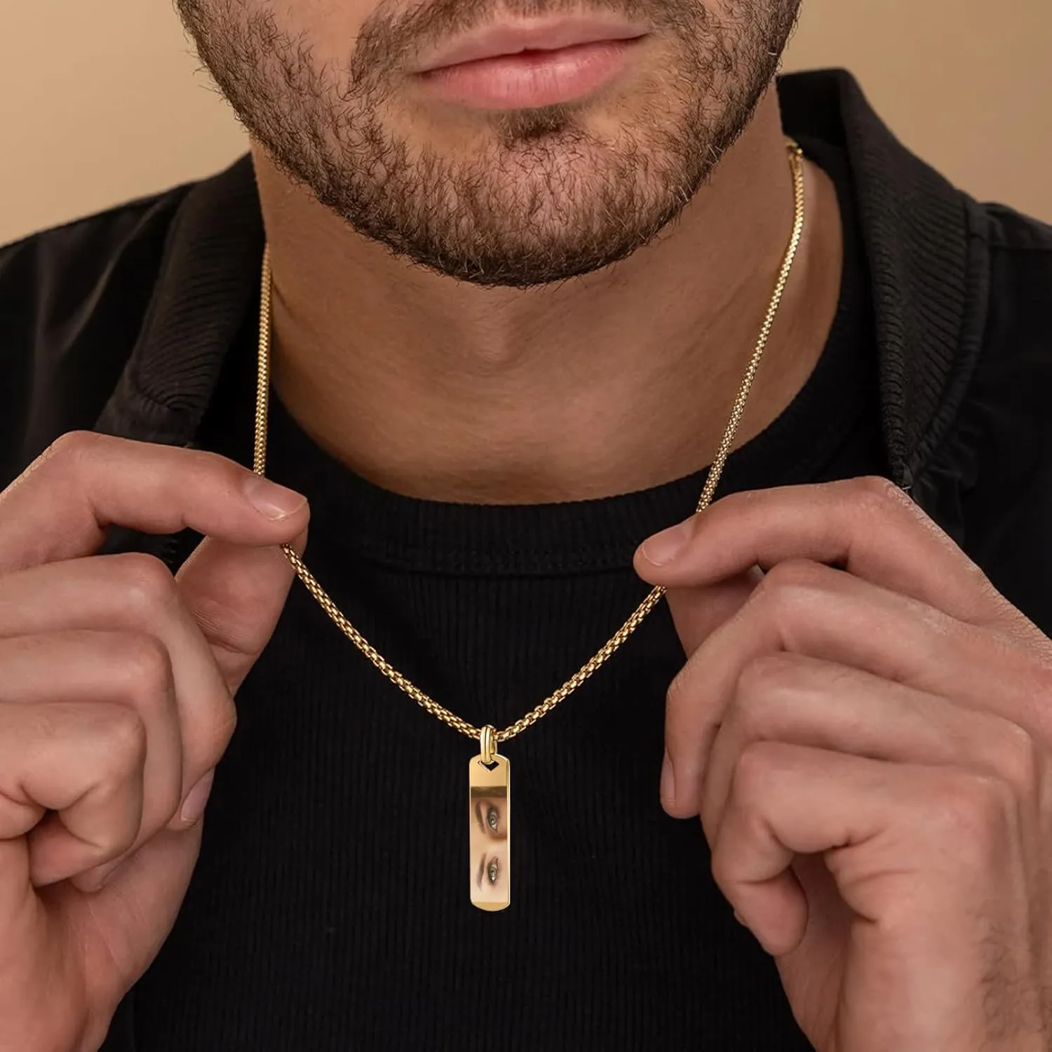 3UMeter Custom Eyes Necklace for Men Women Personalized Picture Pendant with Eye Photo Engraving Eyes Chain for Couples Unique Jewelry Gifts for Him Her