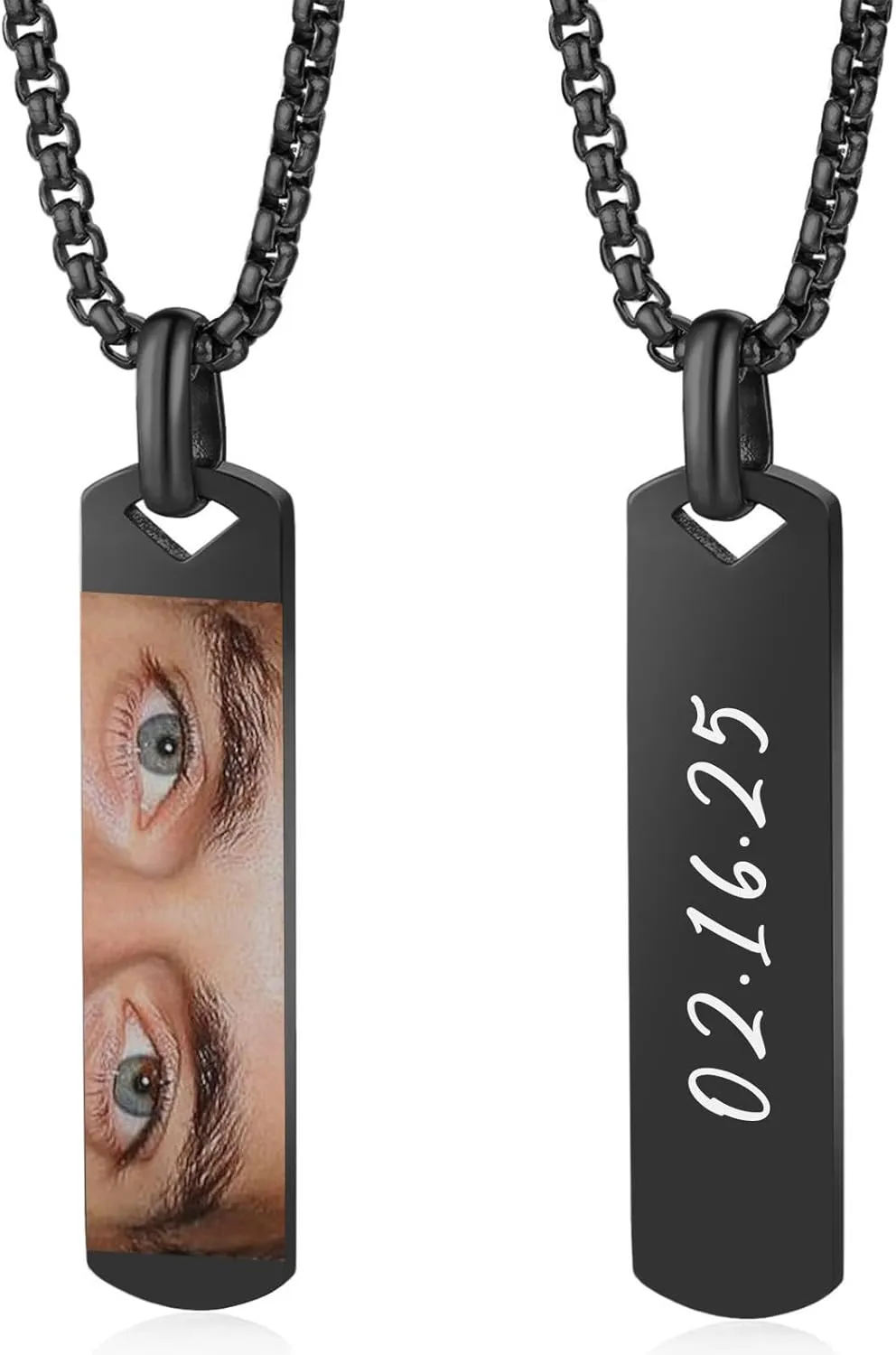 3UMeter Custom Eyes Necklace for Men Women Personalized Picture Pendant with Eye Photo Engraving Eyes Chain for Couples Unique Jewelry Gifts for Him Her