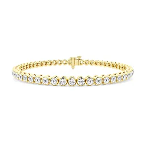 4.00 Carat tw Beautiful Yellow Gold Round Brilliant Cut Shiny Diamond Ladies Tennis Bracelet.Secure Double Clasp.