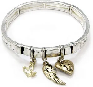 4031099 Scripture Prayer Stretch Bracelets Charms Samuel 16:7 God Looks at the Heart
