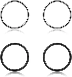 4Pcs 16G 18G 20G Surgical-Steel-Piercing-Ring-Nose-Rings-Hinged-Hoop-Earrings,6mm 8mm 10mm 12mm Seamless Stainless Steel Clicker Eyebrow Septum Piercing Hoop,Sliver Black Gold Rose Gold Rainbow Body Jewelry Set