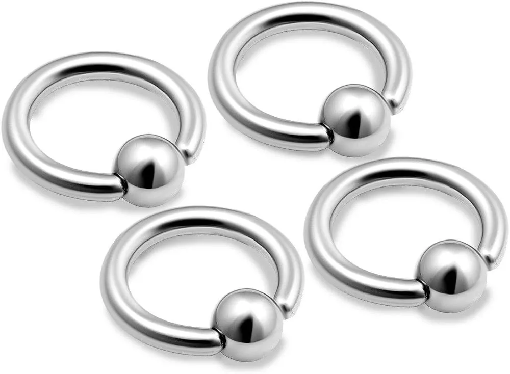 4pcs 16g Captive Bead Ring Cartilage Hoop Septum Nose Tragus Snake Bite Lip Rook Helix Conch Eyebrow 3mm Ball - 6mm