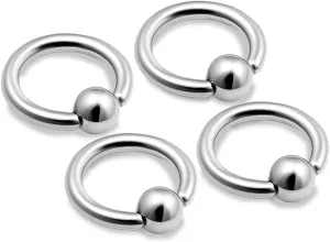 4pcs 16g Captive Bead Ring Cartilage Hoop Septum Nose Tragus Snake Bite Lip Rook Helix Conch Eyebrow 3mm Ball - 6mm
