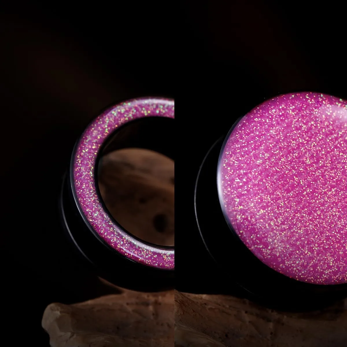 4PCS Shiny Glitter Resin Gauges Stainless Steel Ear Tunnels and Plugs Light blue Green Pink and Dark brown Glitter Colorful Ear Gagues Screw Fit Expander Stretcher Piercings