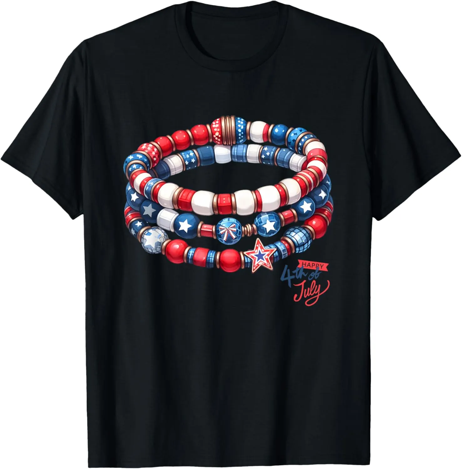 4th of July American Friendship Bracelet Patriotic Women T-Shirt